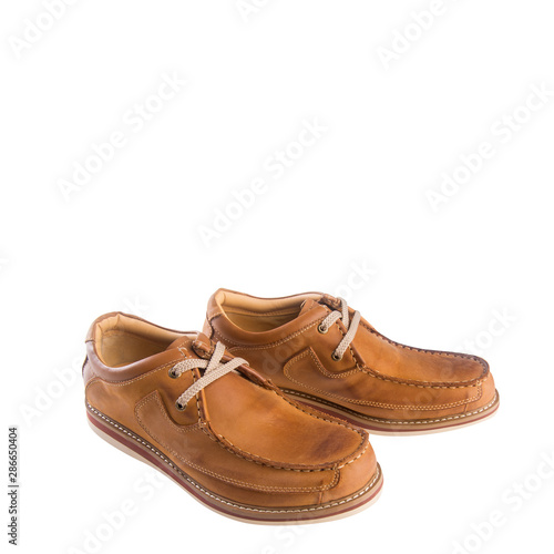 shoe or male brown leather shoes on a background.