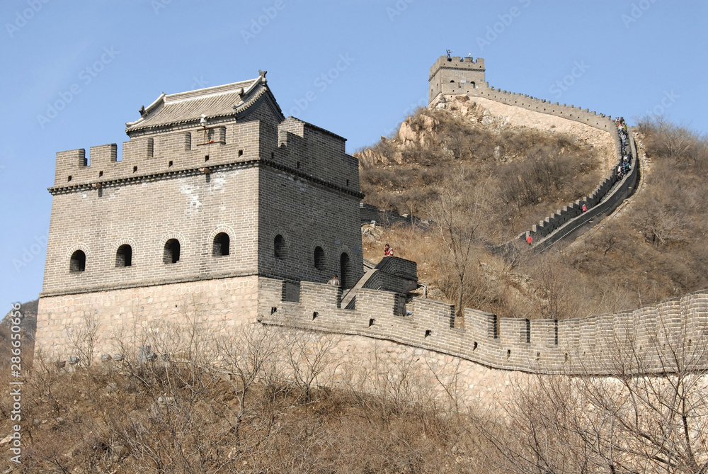 The Great Wall of China. Scenic views of this section of the Great Wall at Juyongguan. Great Wall of China near Beijing. Great Wall of China, Juyongguan, Beijing, China, UNESCO, mountains, watchtowers