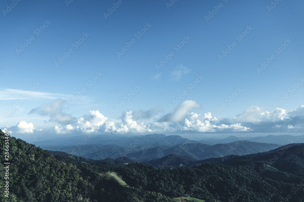 Fototapeta premium Blue sky and mountains in the evening Beautiful light