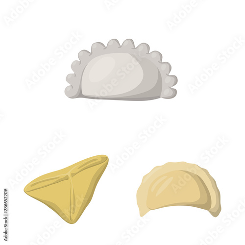 Vector illustration of dumplings and food logo. Collection of dumplings and stuffed vector icon for stock.