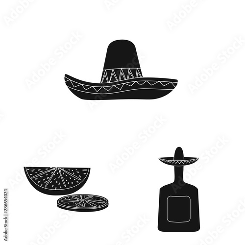 Vector design of carnival and national symbol. Set of carnival and tequila vector icon for stock.