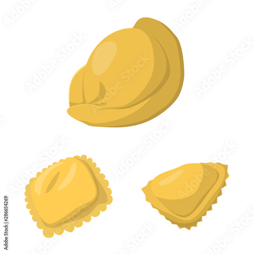 Isolated object of dumplings and food symbol. Collection of dumplings and stuffed stock vector illustration.