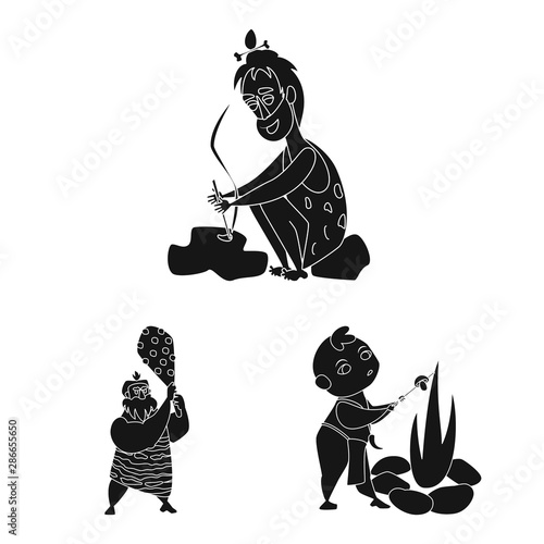 Vector design of sapiens and development icon. Collection of sapiens and age vector icon for stock.