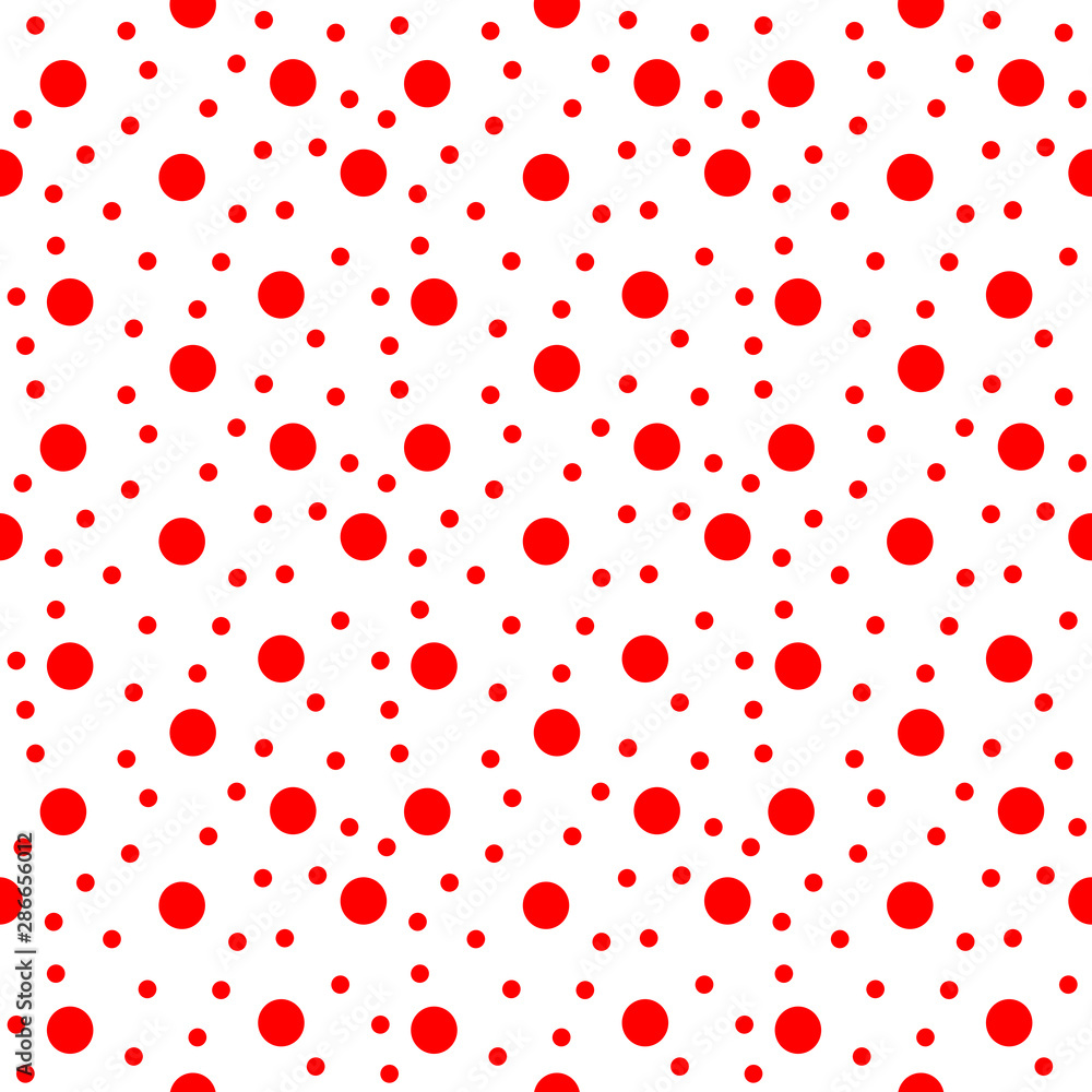 Red dots tile seamless pattern on white background