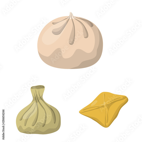 Isolated object of dumplings and food sign. Collection of dumplings and stuffed stock vector illustration.