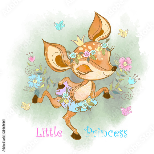 Little princess. Cute fawn girl Vector