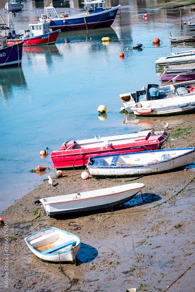 Fishing boats in Folkestone harbour, Folkestone, England, UK