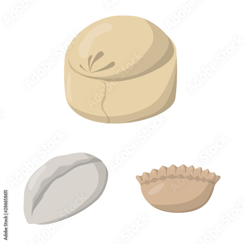 Vector design of dumplings and food symbol. Set of dumplings and stuffed vector icon for stock.