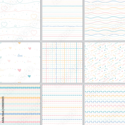 Rainbow pastel line geometric seamless pattern collection