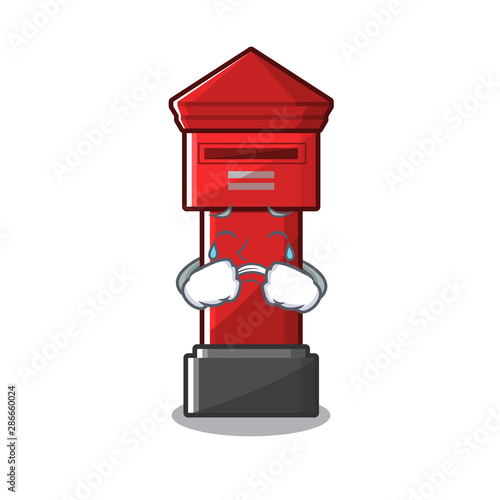 Crying pillar box isolated in the mascot
