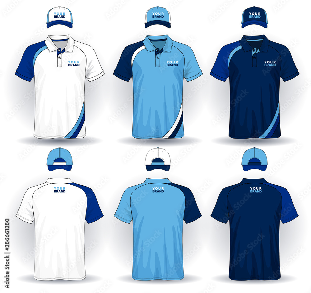 Set of uniform template, polo shirts and caps. Stock Vector | Adobe Stock