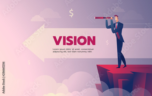 Businessman vision landing page with text