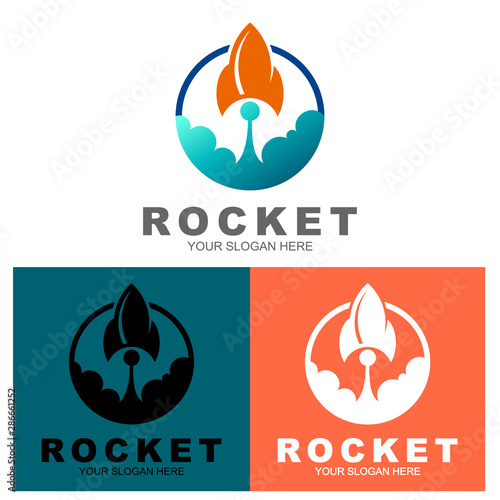 Rocket logo, Sky booster logo design illustration, rocket vector icon template, the rocket logo that is flying upwards