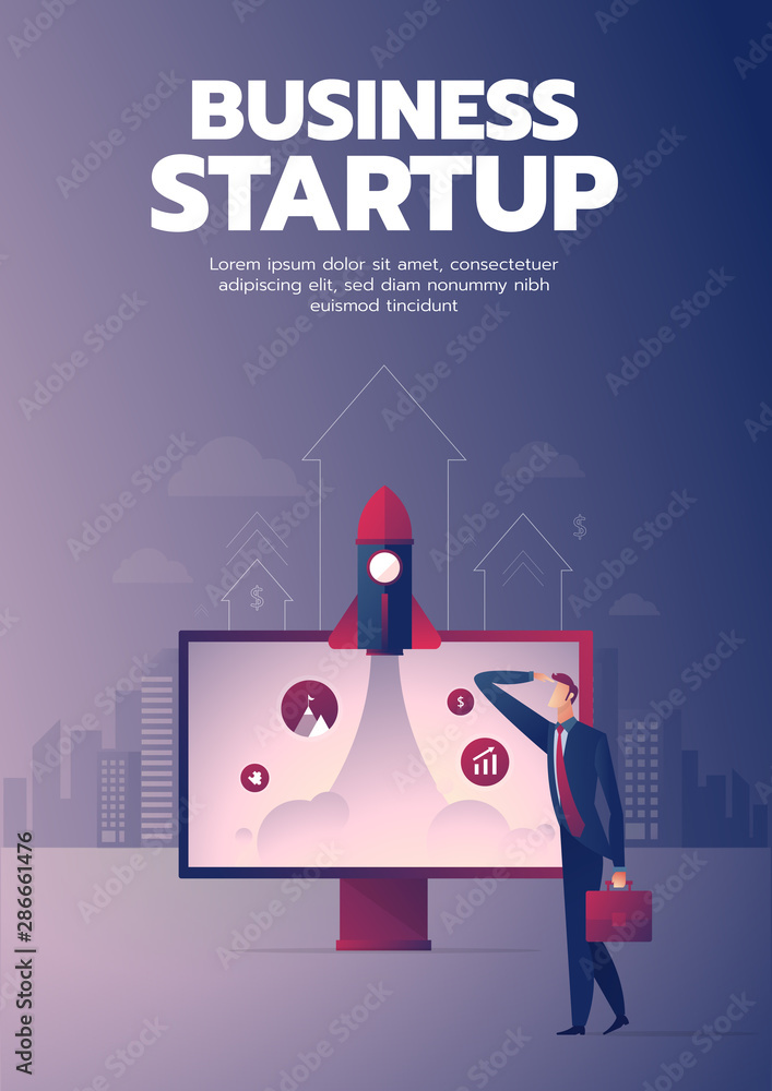Obraz premium Businessman startup poster with text