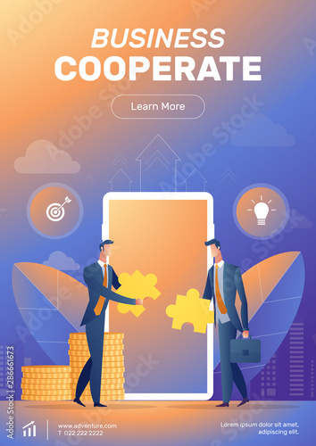 Businessman cooperate startup team poster layout