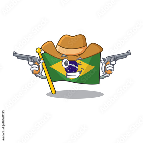 Cowboy flag brazil in the cartoon shape