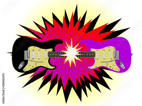 Cartoon Electric Guitar Splash