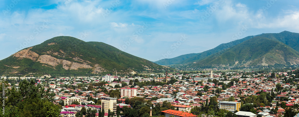 Wide panorama of the Shaki city