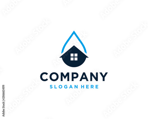 House of water plumbing logo design modern template