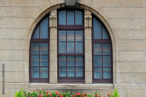Beautiful Arched Colonial Window of Taipei Post Office, Taiwan