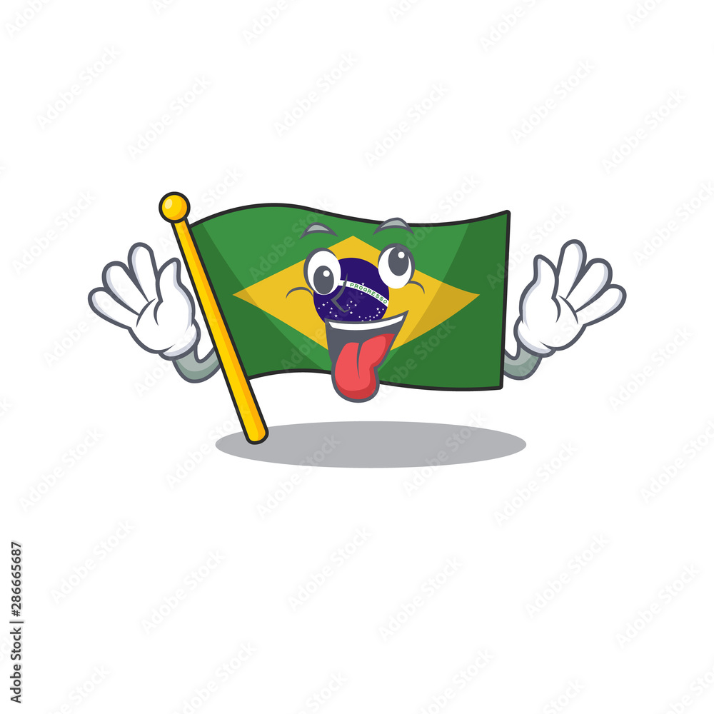 Crazy brazil flag kept in mascot drawer - obrazy, fototapety, plakaty 