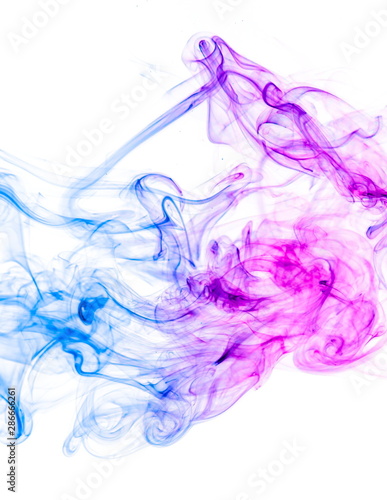 Colored smoke on white background