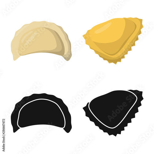 Vector illustration of products and cooking icon. Collection of products and appetizer stock symbol for web.