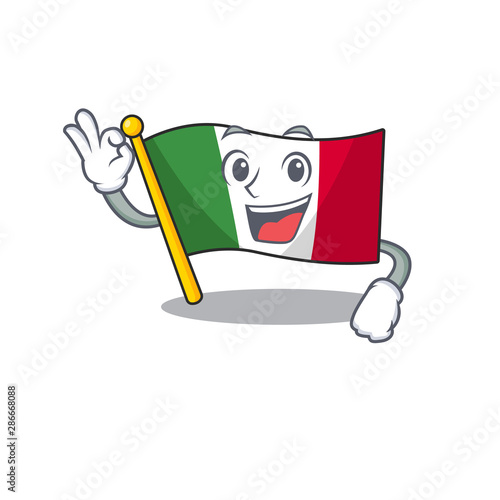 Okay italy flags placed in cartoon tables