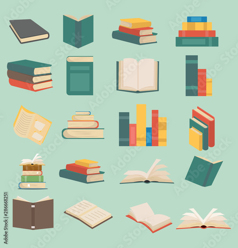 set of books in flat design collection