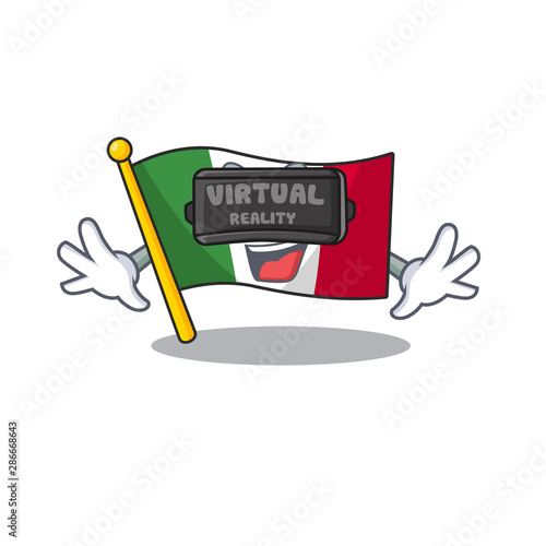 Virtual reality italy flags isolated wth the cartoon