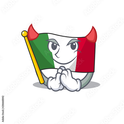 Devil italy flags isolated wth the cartoon