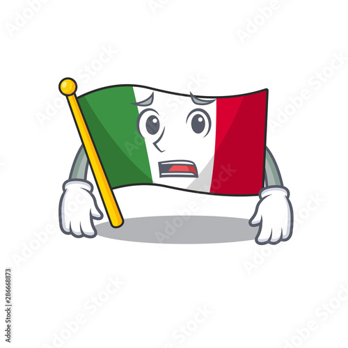 Afraid italy flags isolated wth the cartoon