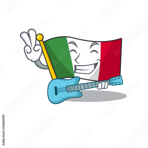 With guitar italy flags isolated wth the cartoon