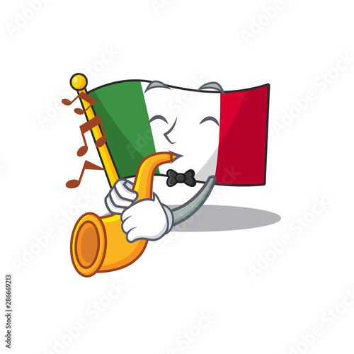 With trumpet italy flags isolated wth the cartoon