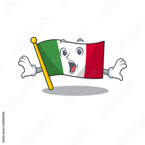 Surprised italy flags isolated wth the cartoon