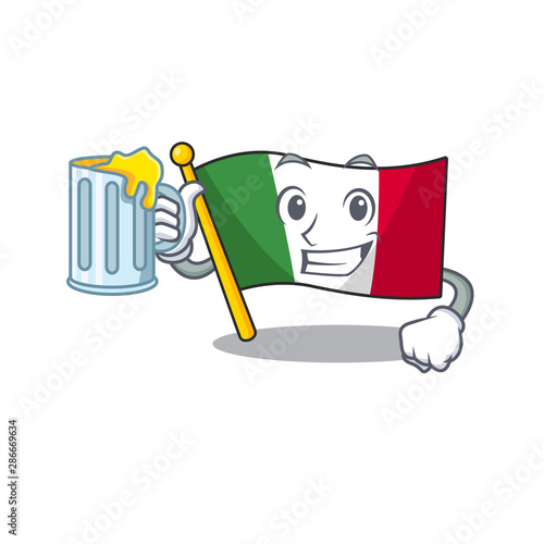 With juice italy flags isolated wth the cartoon