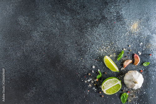 Fototapeta Naklejka Na Ścianę i Meble -  Cooking stone concrete background with spices