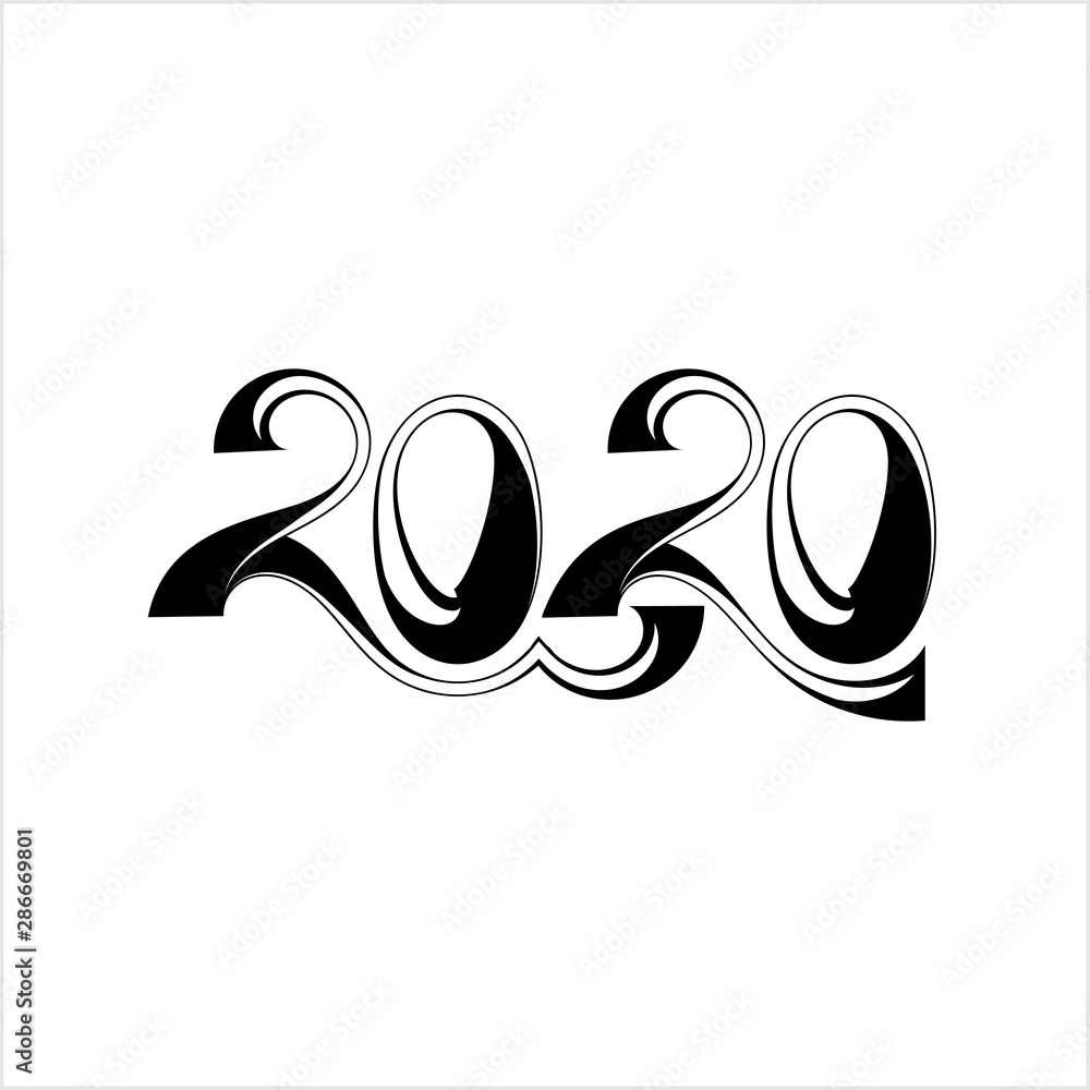 Two Thousand And Twenty Calligraphy Year Icon, 2020, Twenty Twenty Year Logo Two Thousand And Twenty Calligraphy Year Icon, 2020, Twenty Twenty Year Logo