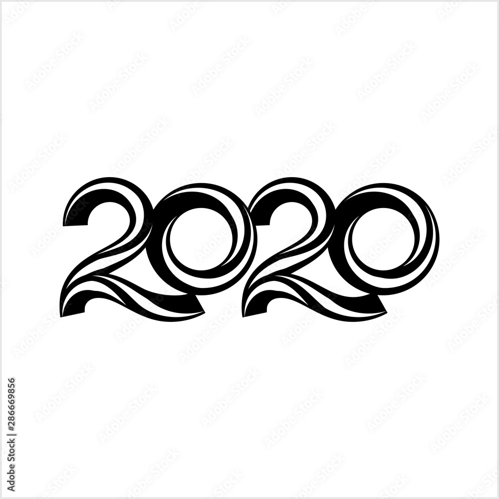 Two Thousand And Twenty Calligraphy Year Icon, 2020, Twenty Twenty Year Logo