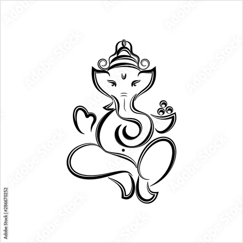 Ganesha The Lord Of Wisdom Calligraphic Style