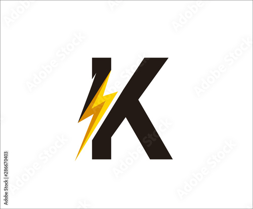 Thunder K Letter icon,  flash K logo icon