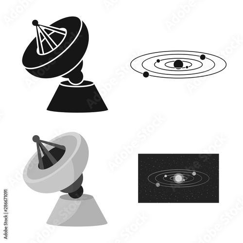 Vector illustration of astronomy and technology icon. Set of astronomy and sky stock symbol for web.
