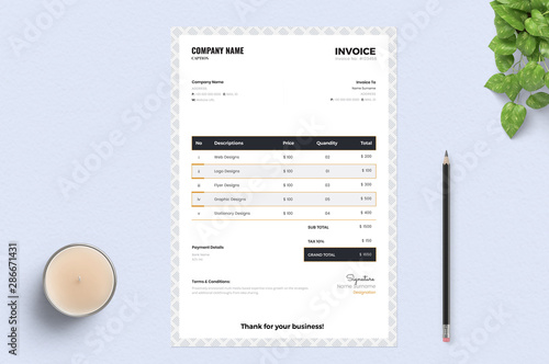 3D illustration invoice template