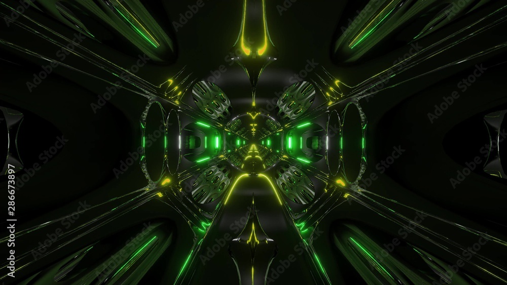 futuristic alien ship sci-fi space tunnel 3d illustration background  wallpaper Stock Illustration | Adobe Stock