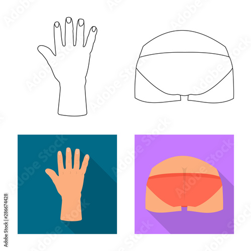Vector design of body and part symbol. Collection of body and anatomy vector icon for stock.