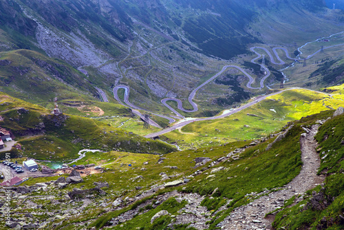 Foot path and road in Fagaras Mountains