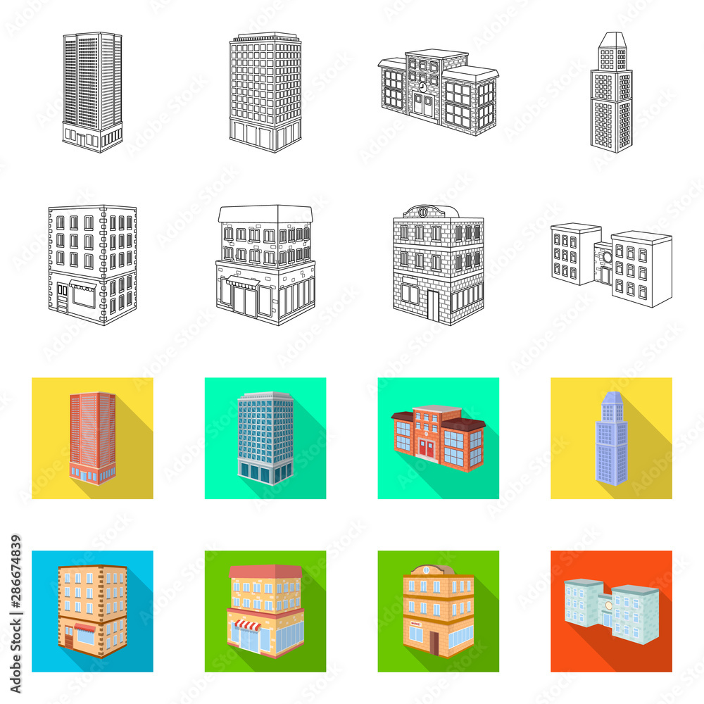 Vector illustration of construction and building icon. Set of construction and estate stock symbol for web.