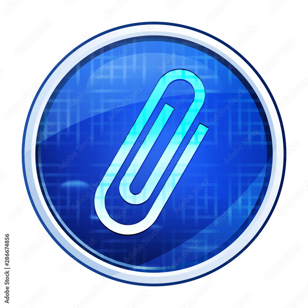 Paper clip icon futuristic blue round button vector illustration Paper clip icon futuristic blue round button vector illustration