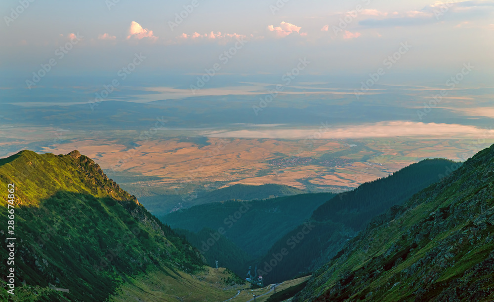 Beautiful summer landscape from mountain top