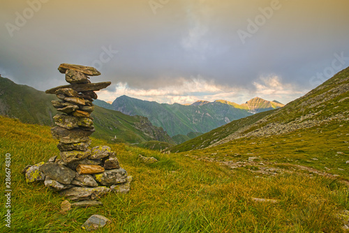 Stone pile mark on mountain